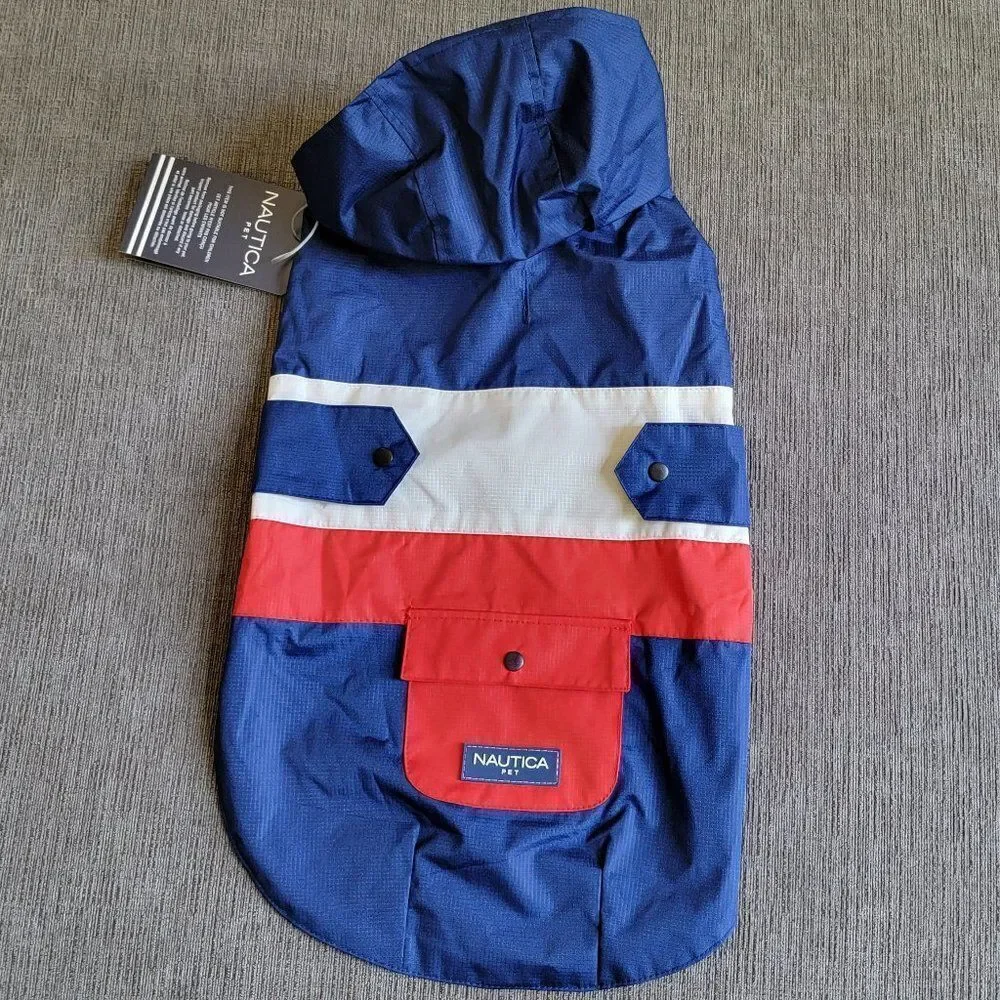 Nautica Pet Dog Blue Raincoat Harness Poncho Hoodies Vest Waterproof co…